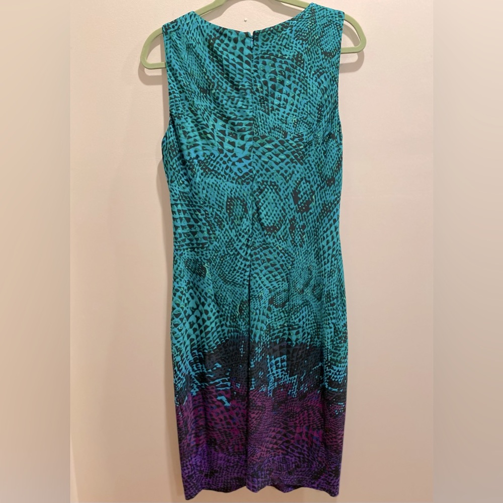 Calvin Klein, Size 14, Green-Purple, Ombré Snakeskin Bodycon Dress - Picture 3 of 8